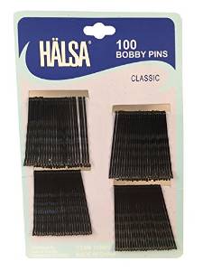 A professional photograph of a box of 100 Bobby pins that are very useful for long hair in both men and women